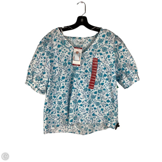 Top Short Sleeve By Draper James In Blue & White, Size: Xl