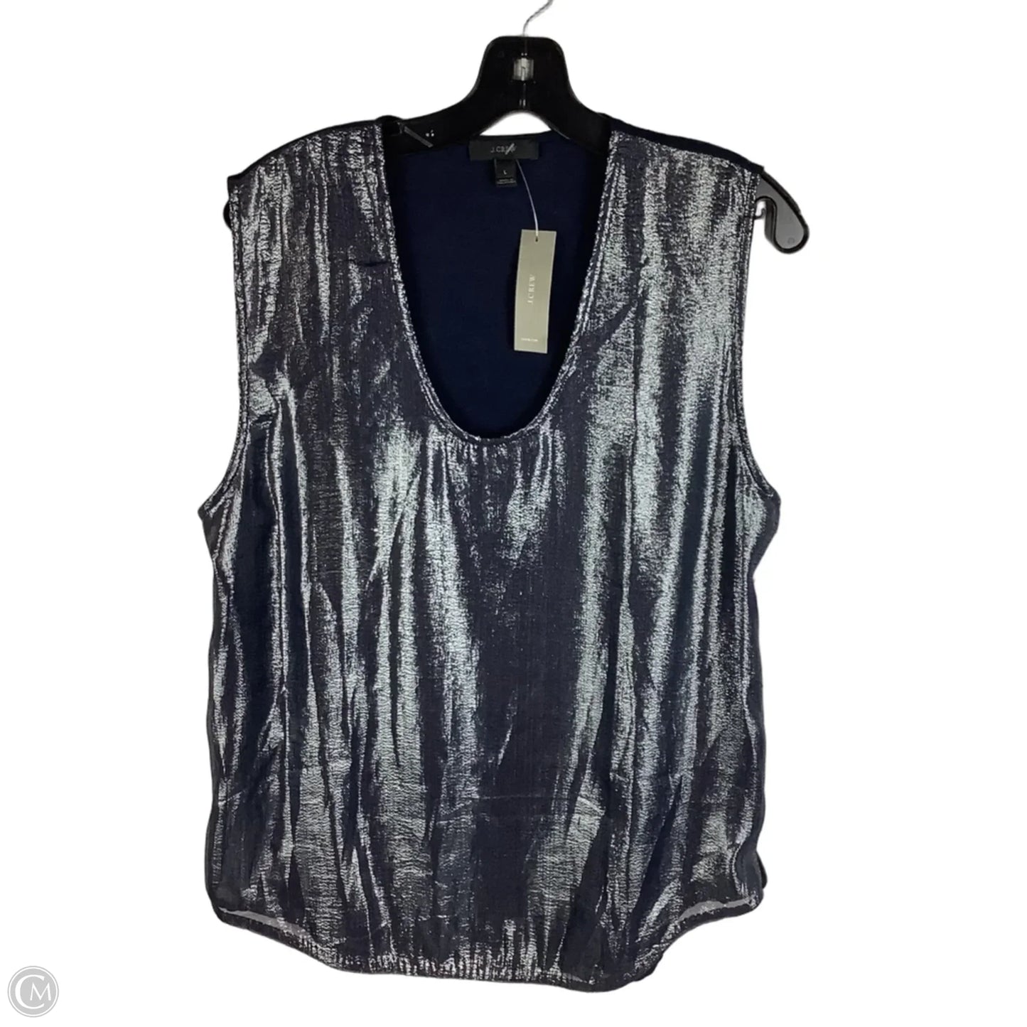Top Sleeveless By J. Crew In Silver/Navy, Size: L