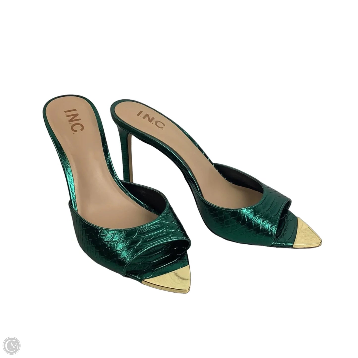 Sandals Heels Stiletto By Inc In Green, Size: 9.5