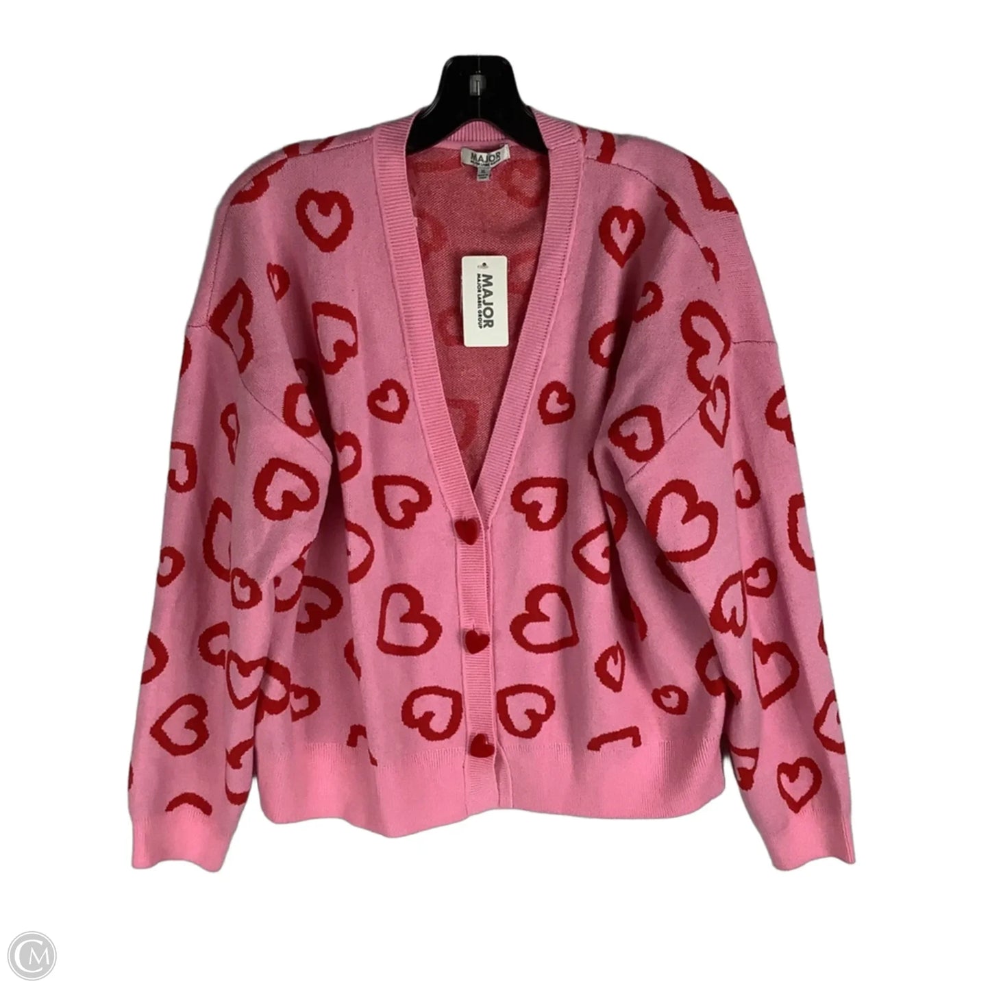 Sweater Cardigan By Clothes Mentor In Pink, Size: Xl