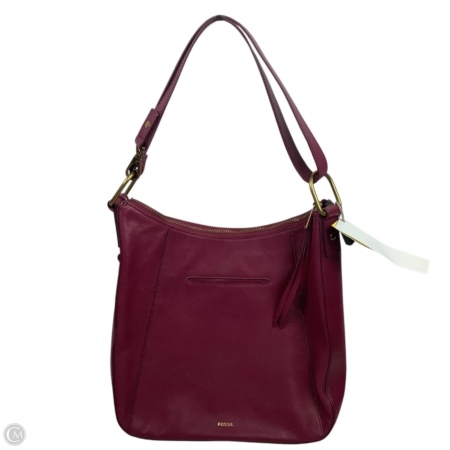 Handbag Leather By Fossil, Size: Medium