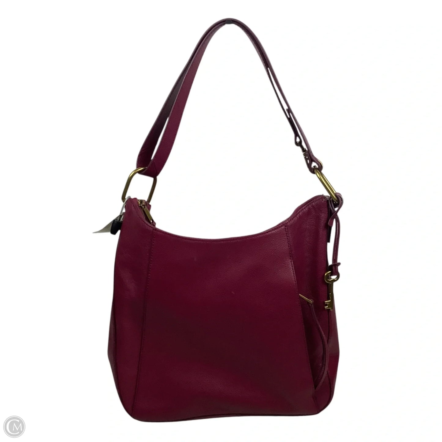 Handbag Leather By Fossil, Size: Medium