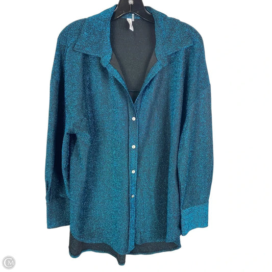 Top Long Sleeve By Glam In Blue, Size: M
