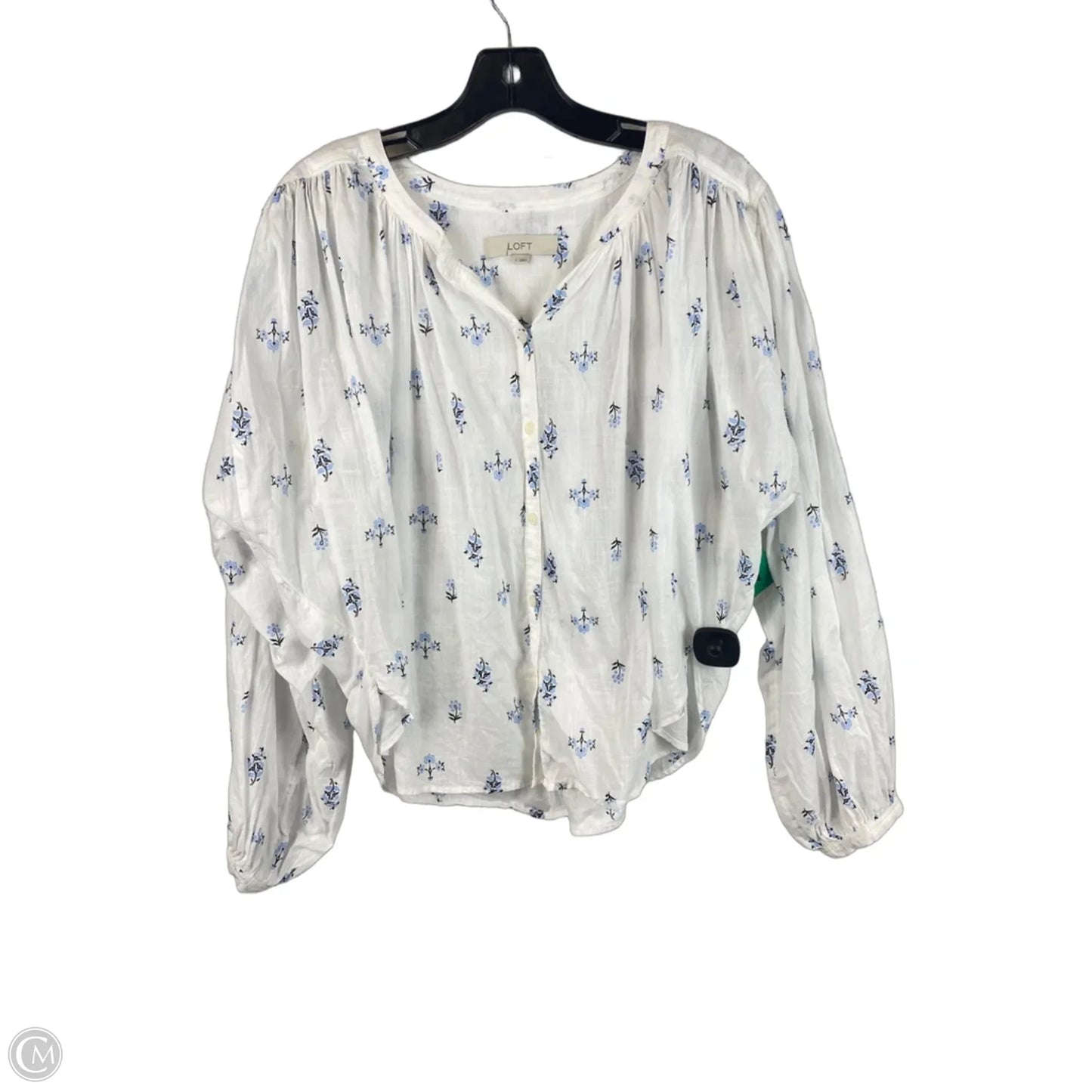 Top Long Sleeve By Loft In White, Size: L