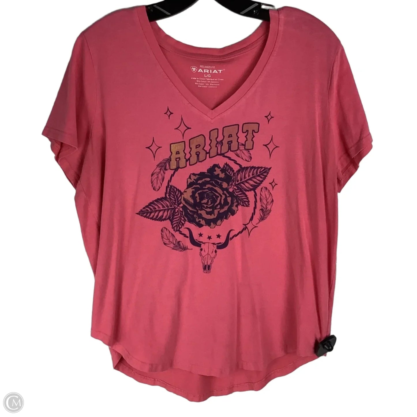 Top Short Sleeve Basic By Ariat In Pink, Size: L