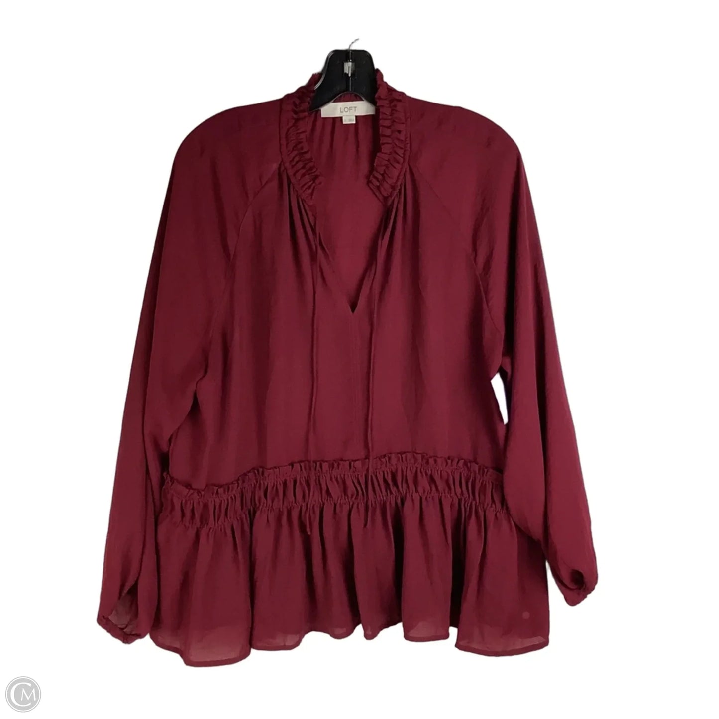 Top Long Sleeve By Loft In Red, Size: L