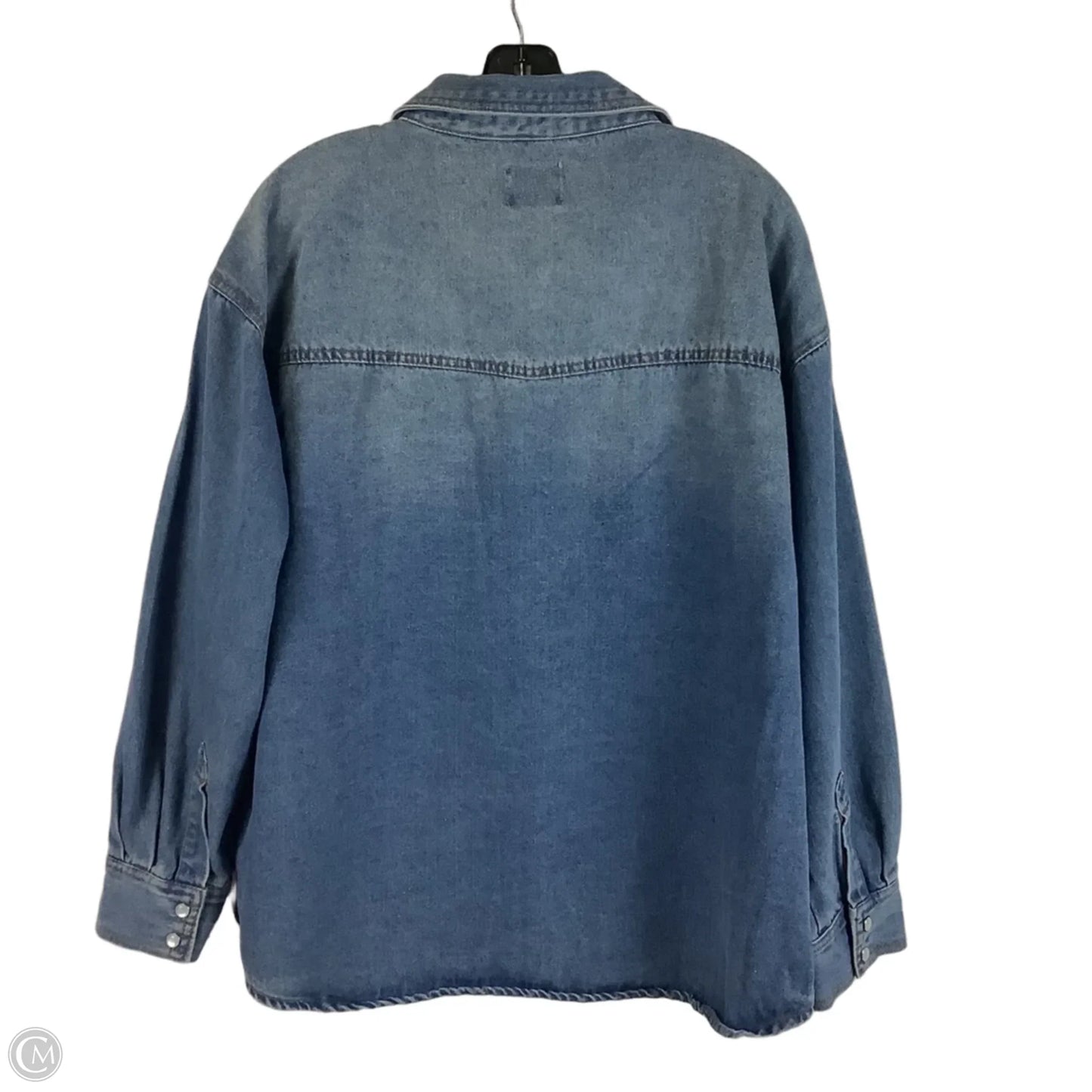Jacket Shirt By Ci Sono In Blue Denim, Size: L