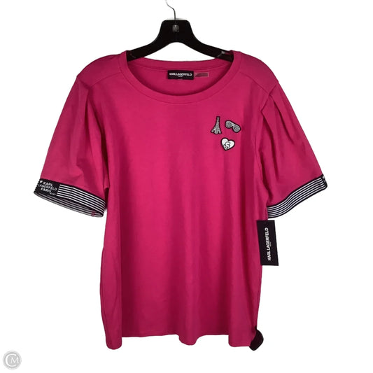 Top Short Sleeve Designer By Karl Lagerfeld In Pink, Size: L