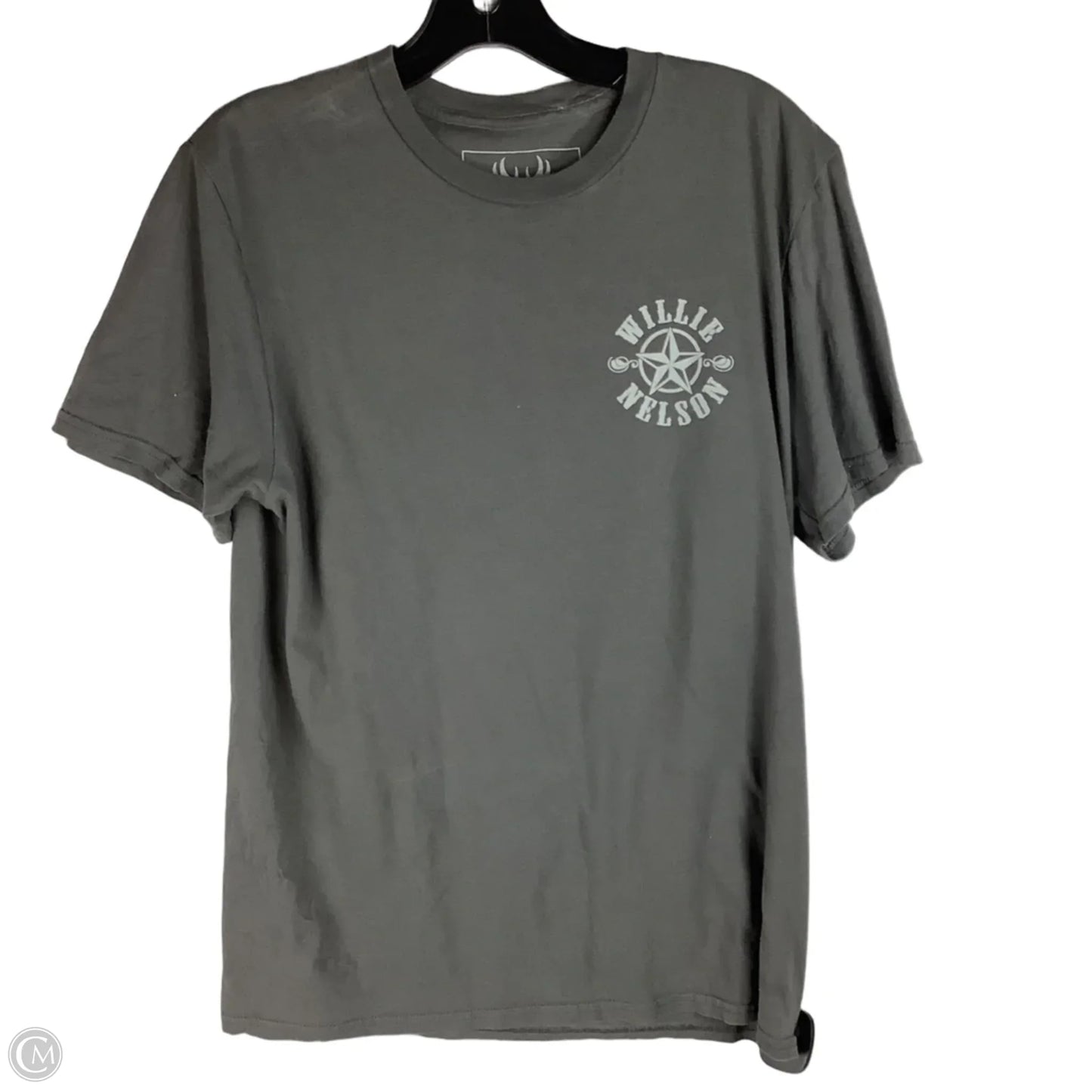 Top Short Sleeve Basic By Clothes Mentor In Grey, Size: M, Back of shirt pictured first