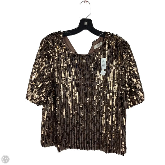 Top Short Sleeve By Loft In Brown, Size: L