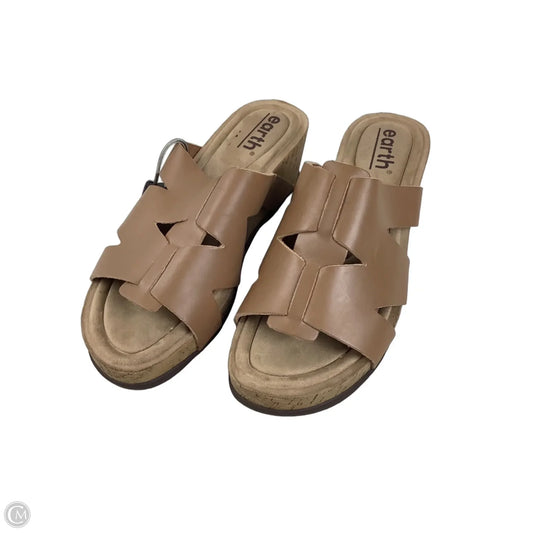 Sandals Heels Wedge By Earth In Tan, Size: 7.5
