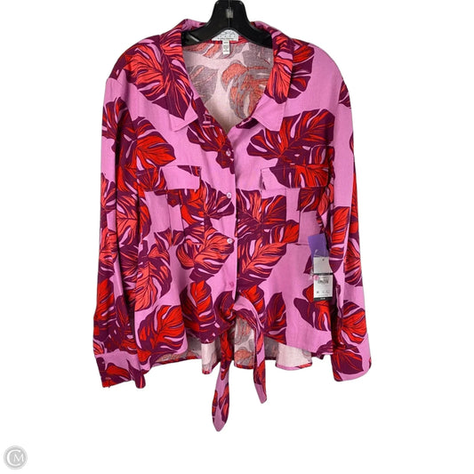 Top Long Sleeve By Sofia By Sofia Vergara In Pink, Size: 3x