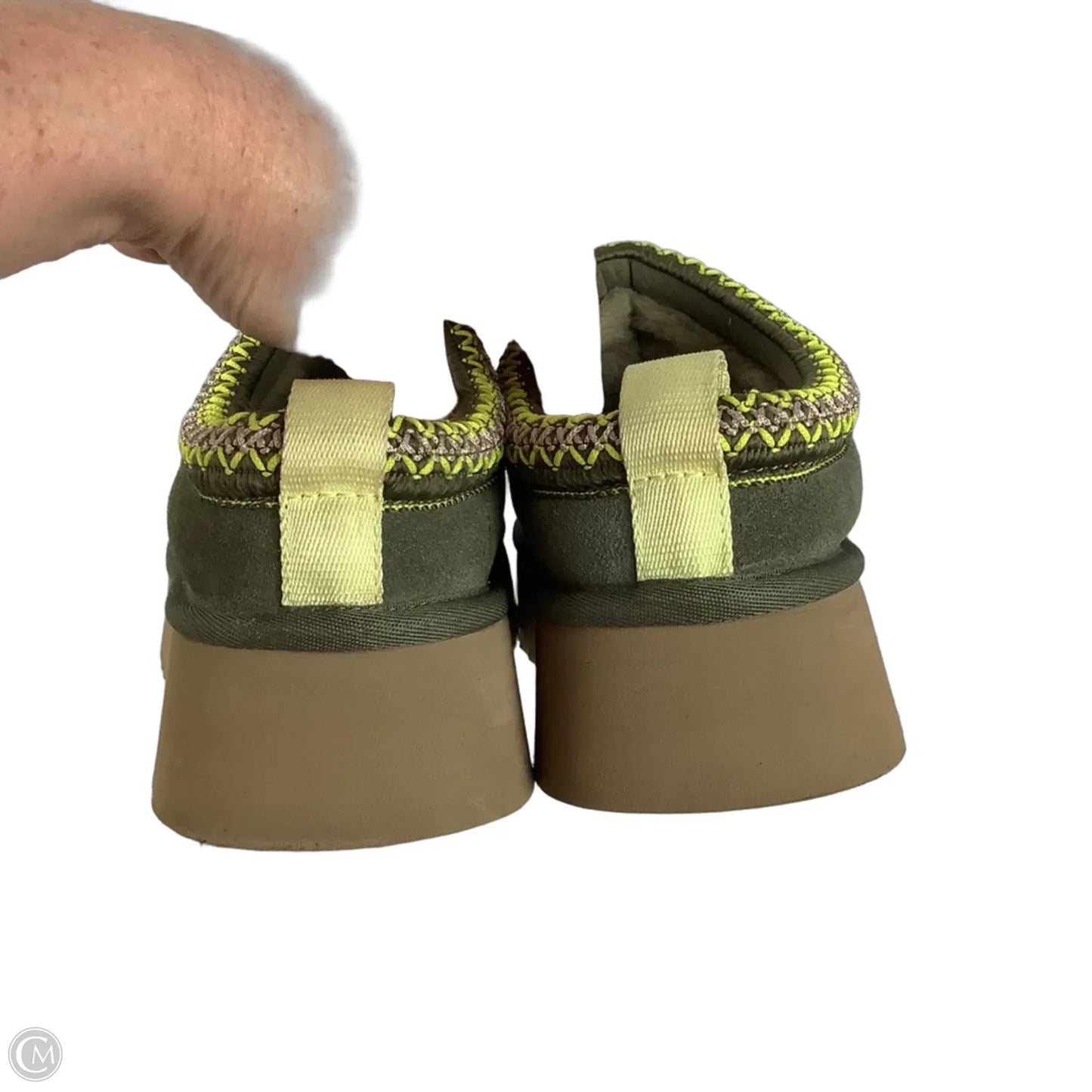 Slippers Designer By Ugg In Green, Size: 10
