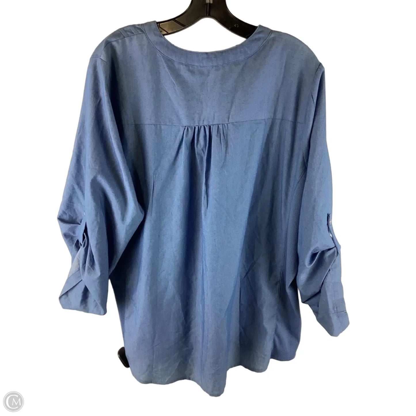 Top 3/4 Sleeve By Ny Collection In Blue Denim, Size: 1x