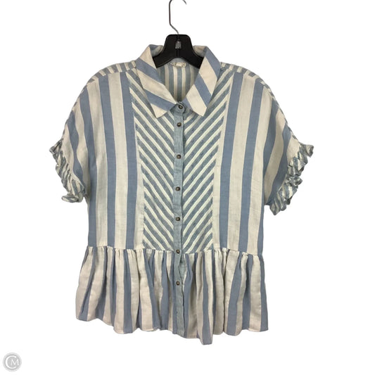 Top Short Sleeve By Hem & Thread In Striped Pattern, Size: L