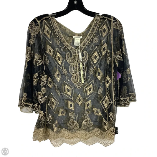 Top Short Sleeve By Ultra Pink In Gold, Size: L