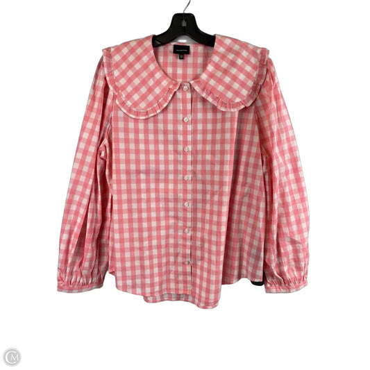 Top Long Sleeve By Who What Wear In Checkered Pattern, Size: Xxl