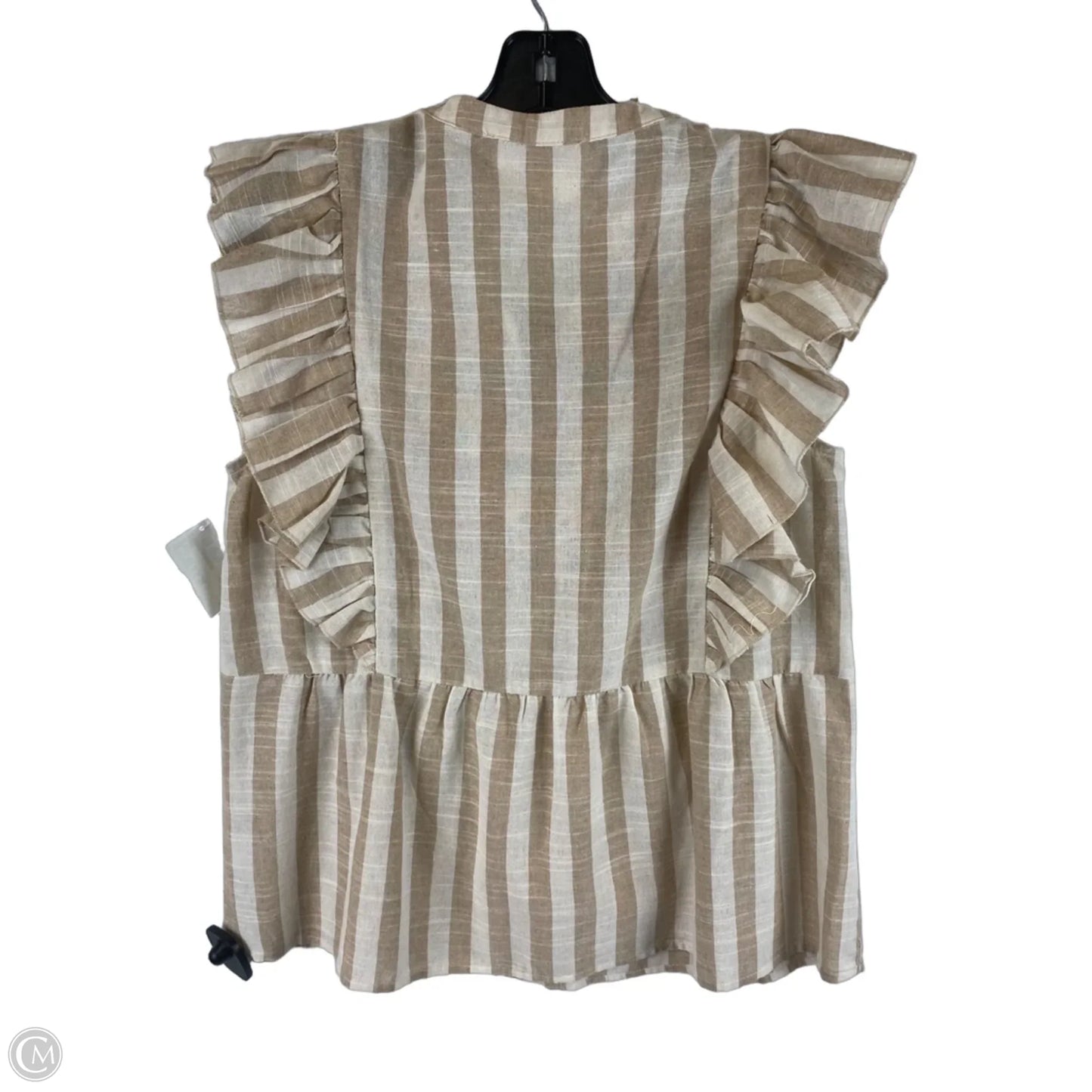 Top Short Sleeve By Savanna Jane In Tan, Size: M