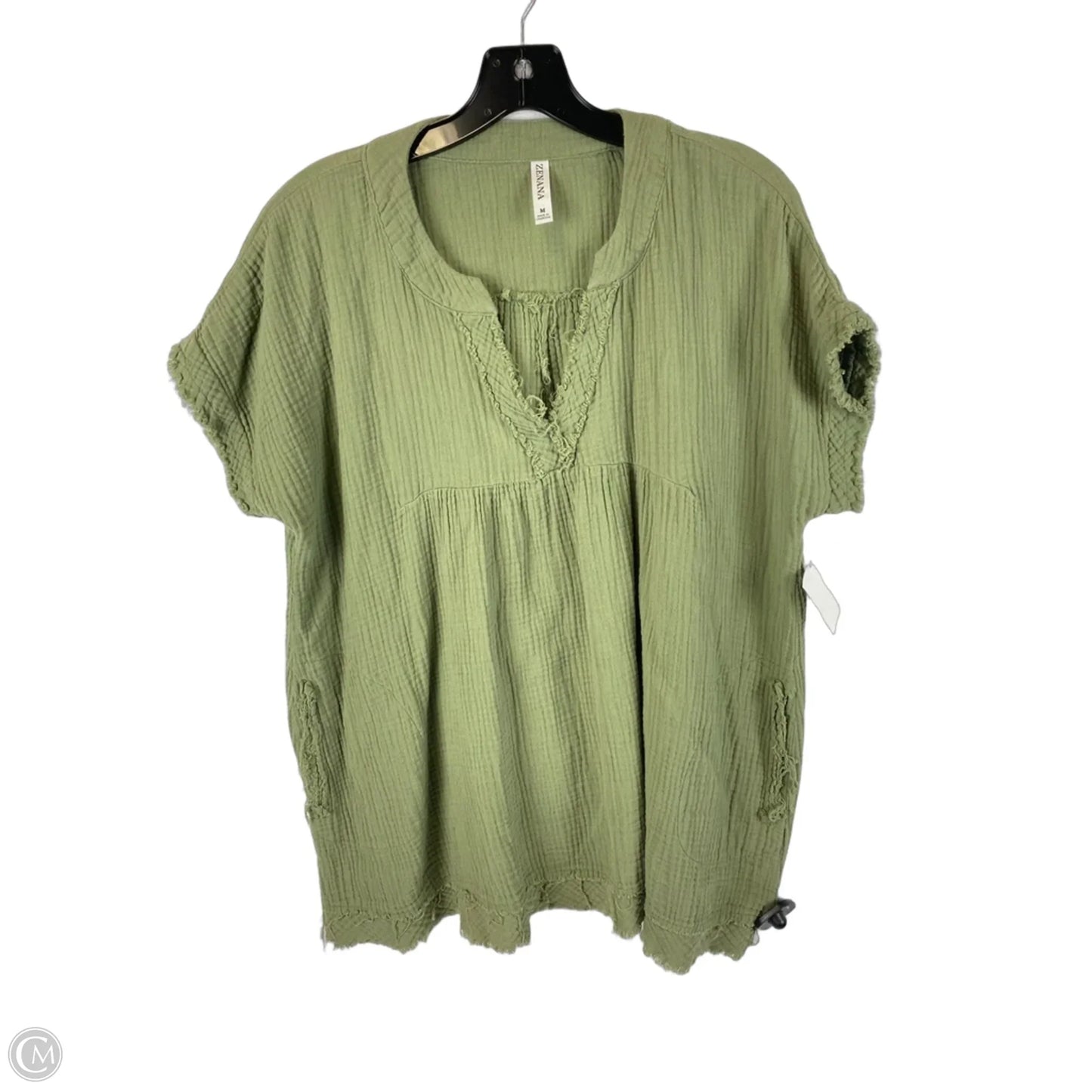 Top Short Sleeve By Zenana In Green, Size: M