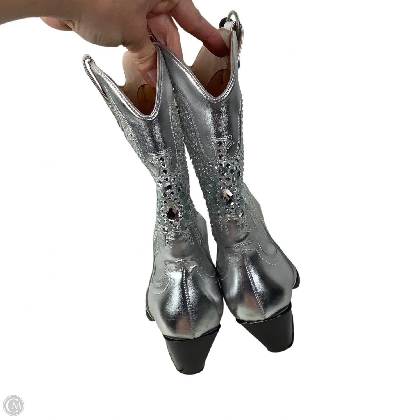 Boots Ankle Heels By Fashion Nova In Silver, Size: 7
