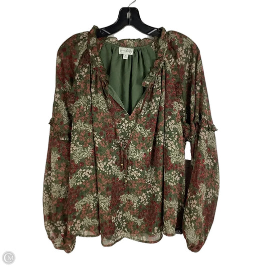 Top Long Sleeve By Wonderly In Green, Size: M