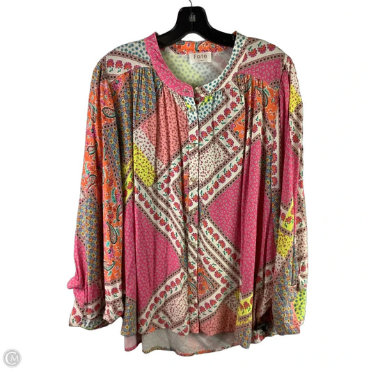 Blouse 3/4 Sleeve By Fate In Multi-colored, Size: L
