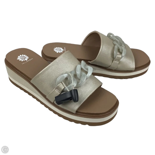 Sandals Heels Wedge By Yellow Box In Beige, Size: 9