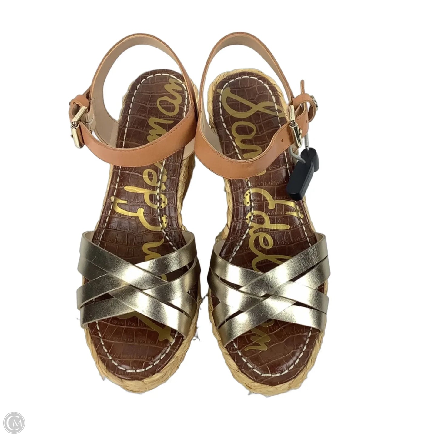 Sandals Heels Wedge By Sam Edelman In Gold & Tan, Size: 8.5