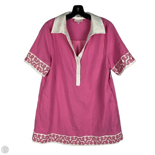 Dress Casual Short By Entro In Pink & White, Size: L