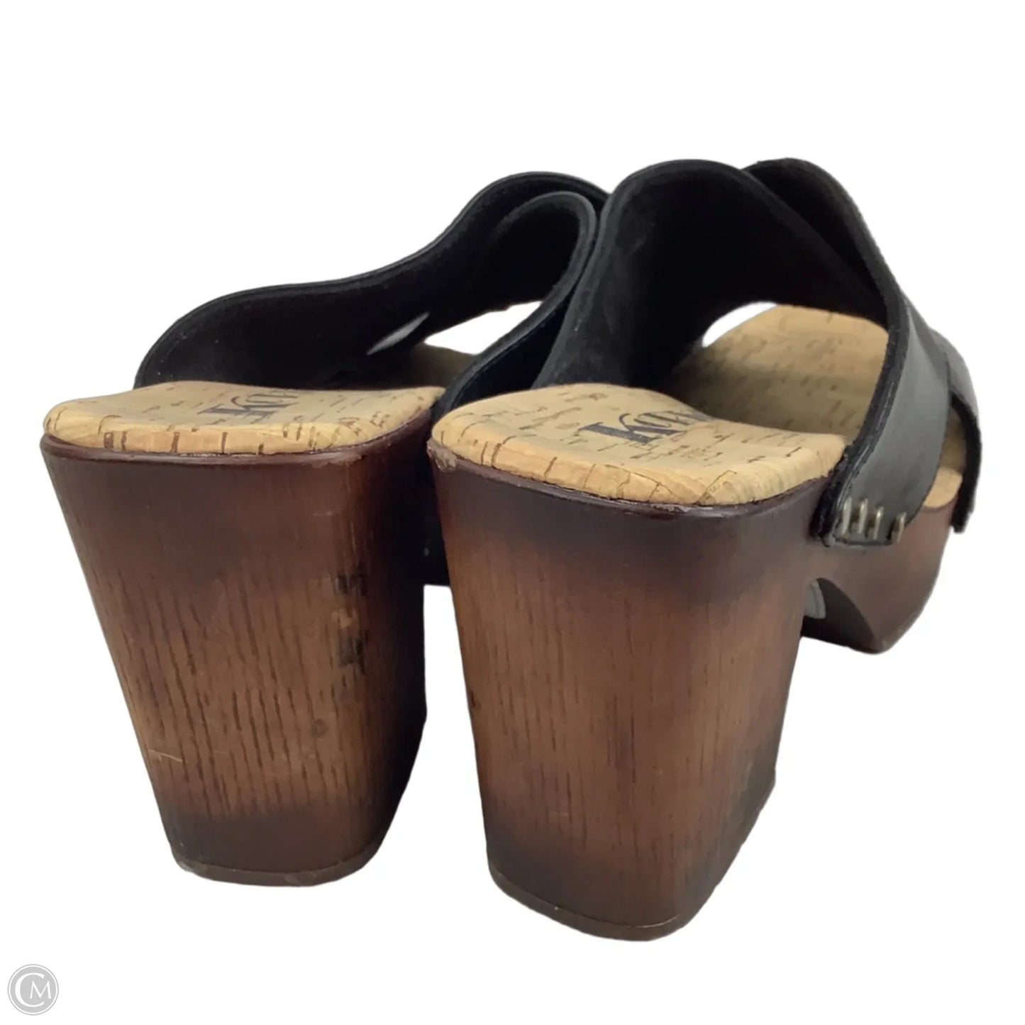 Sandals Heels Block By Korks In Black & Brown, Size: 8