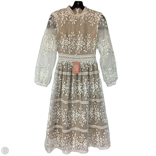Dress Party Midi By Cmb In Cream & White, Size: Xxs