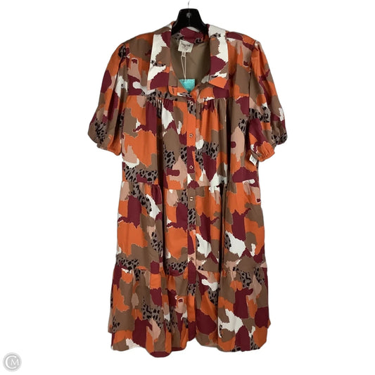 Dress Casual Short By Hayden La In Orange & Tan, Size: 1x