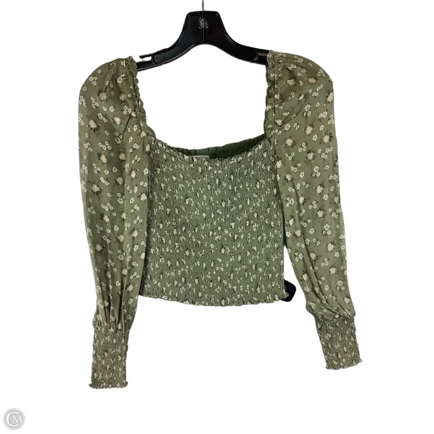 Top Long Sleeve By Reformation In Green & White, Size: Xs