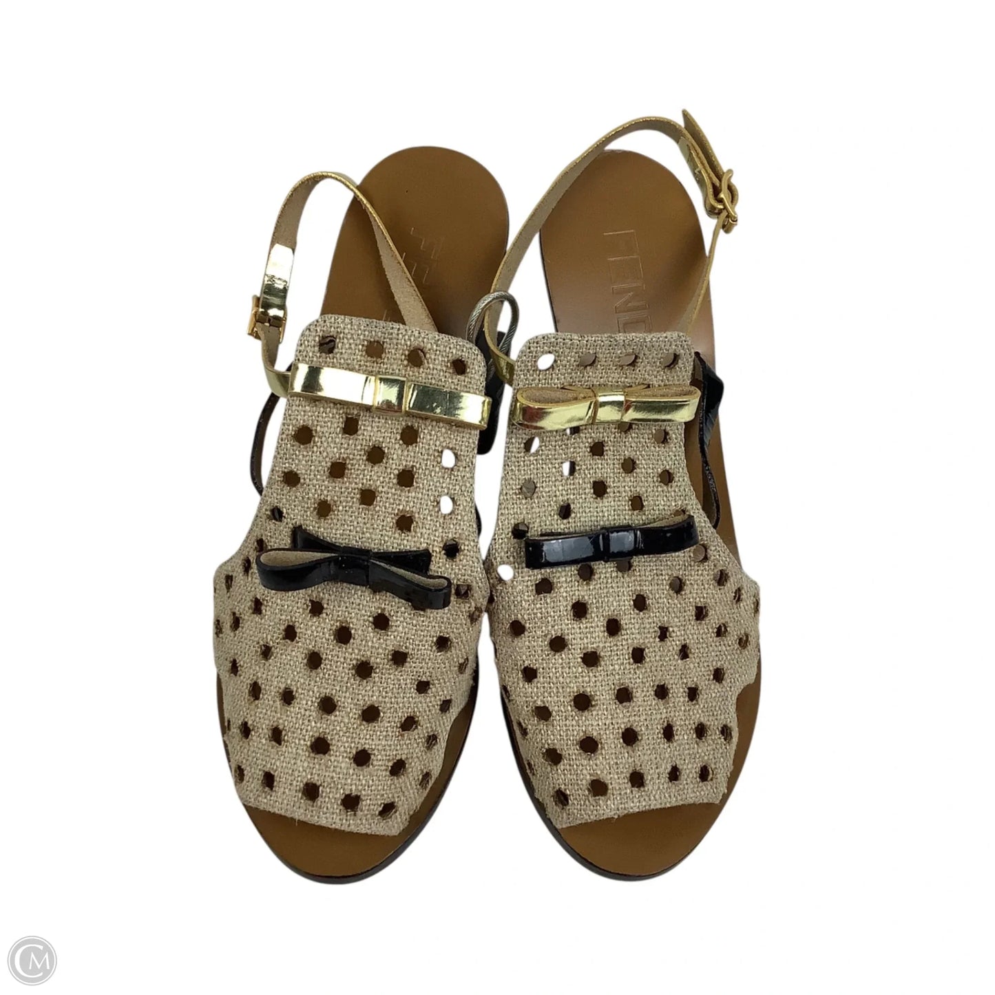 Shoes Luxury Designer By Fendi In Black & Tan, Size: 37.5