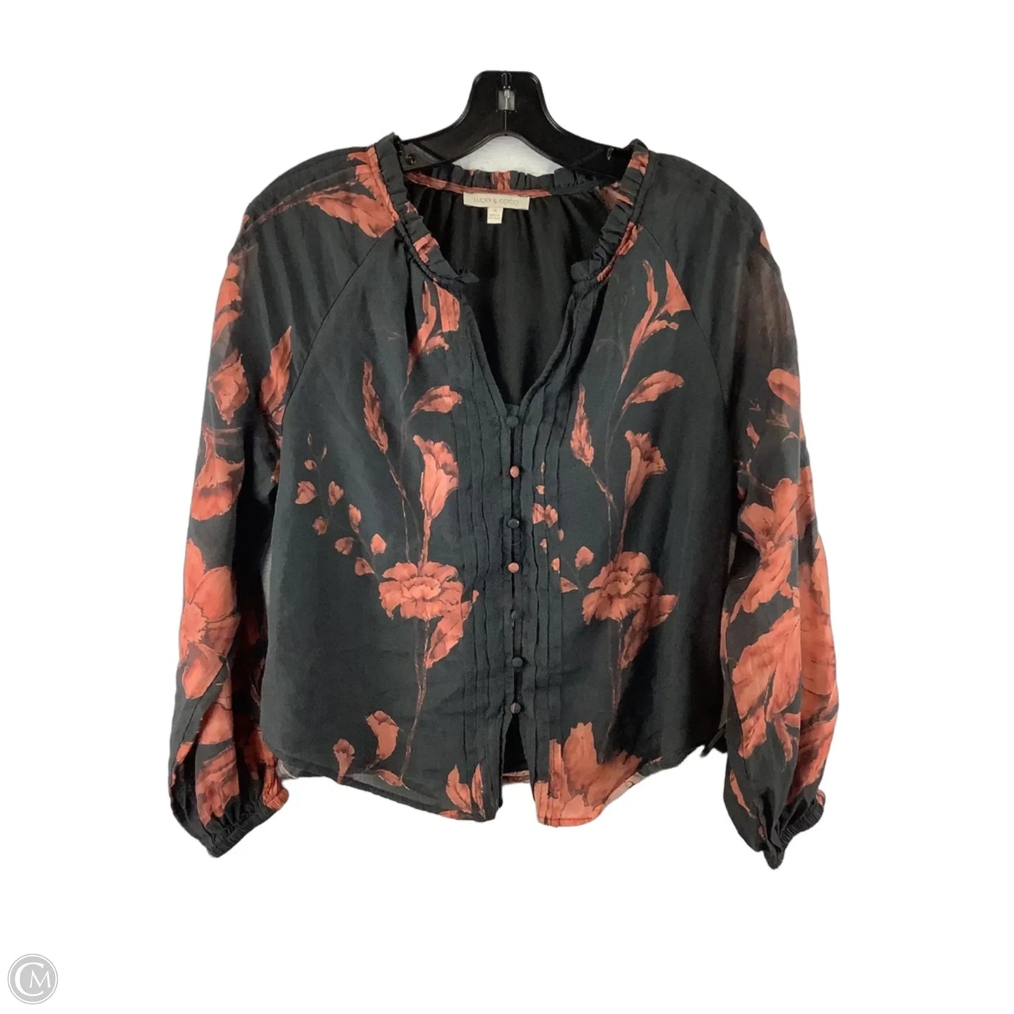 Top Long Sleeve By Clothes Mentor In Black & Orange, Size: M