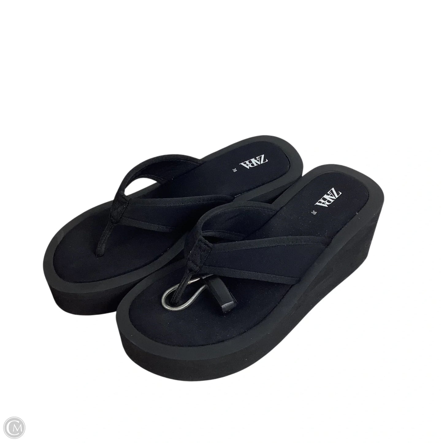 Sandals Heels Wedge By Zara In Black, Size: 36