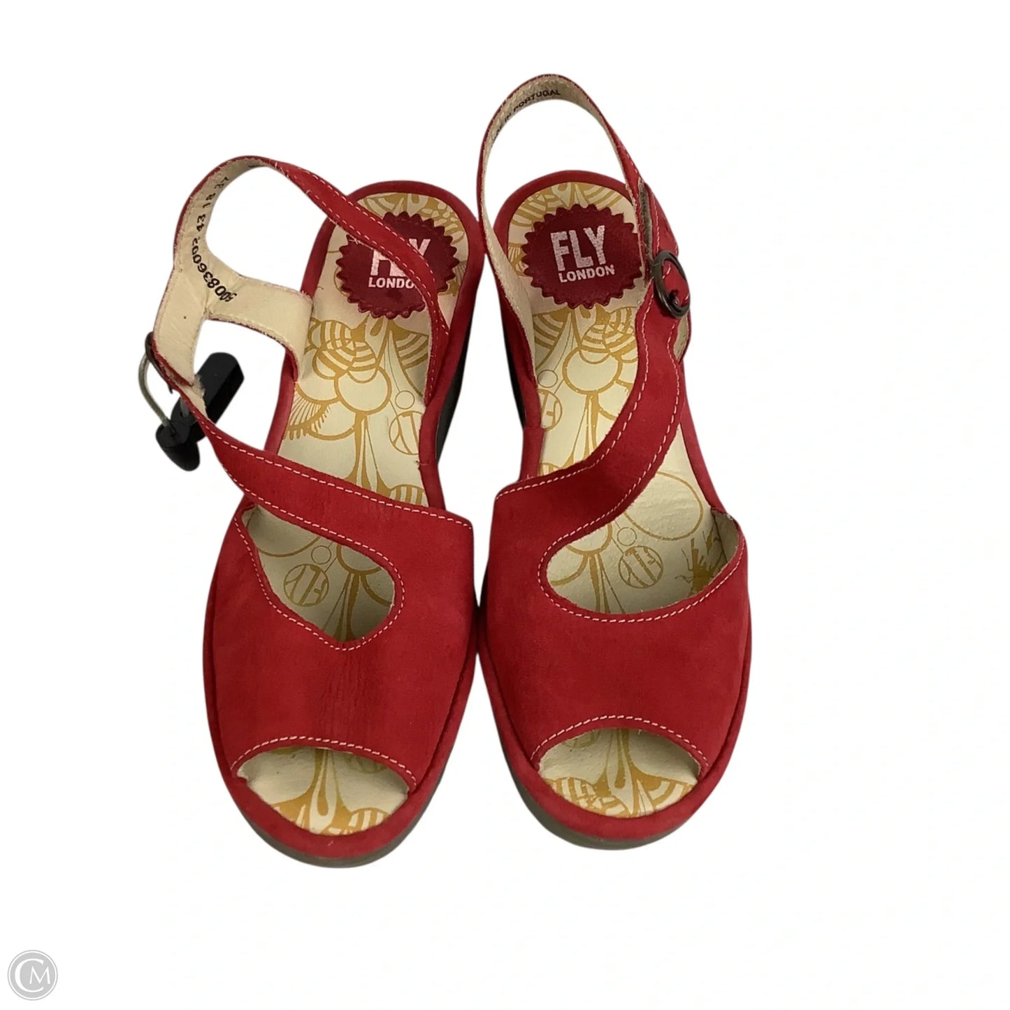 Sandals Heels Wedge By Fly London In Red, Size: 6.5 (37)