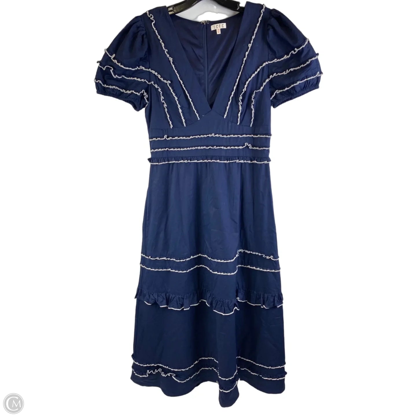 Dress Party Midi By Tcec In Blue & White, Size: M