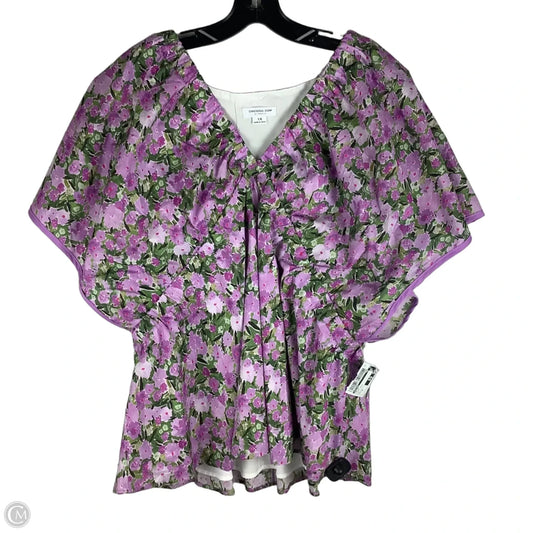 Top Short Sleeve By Chicsoul In Floral Print, Size: 1x