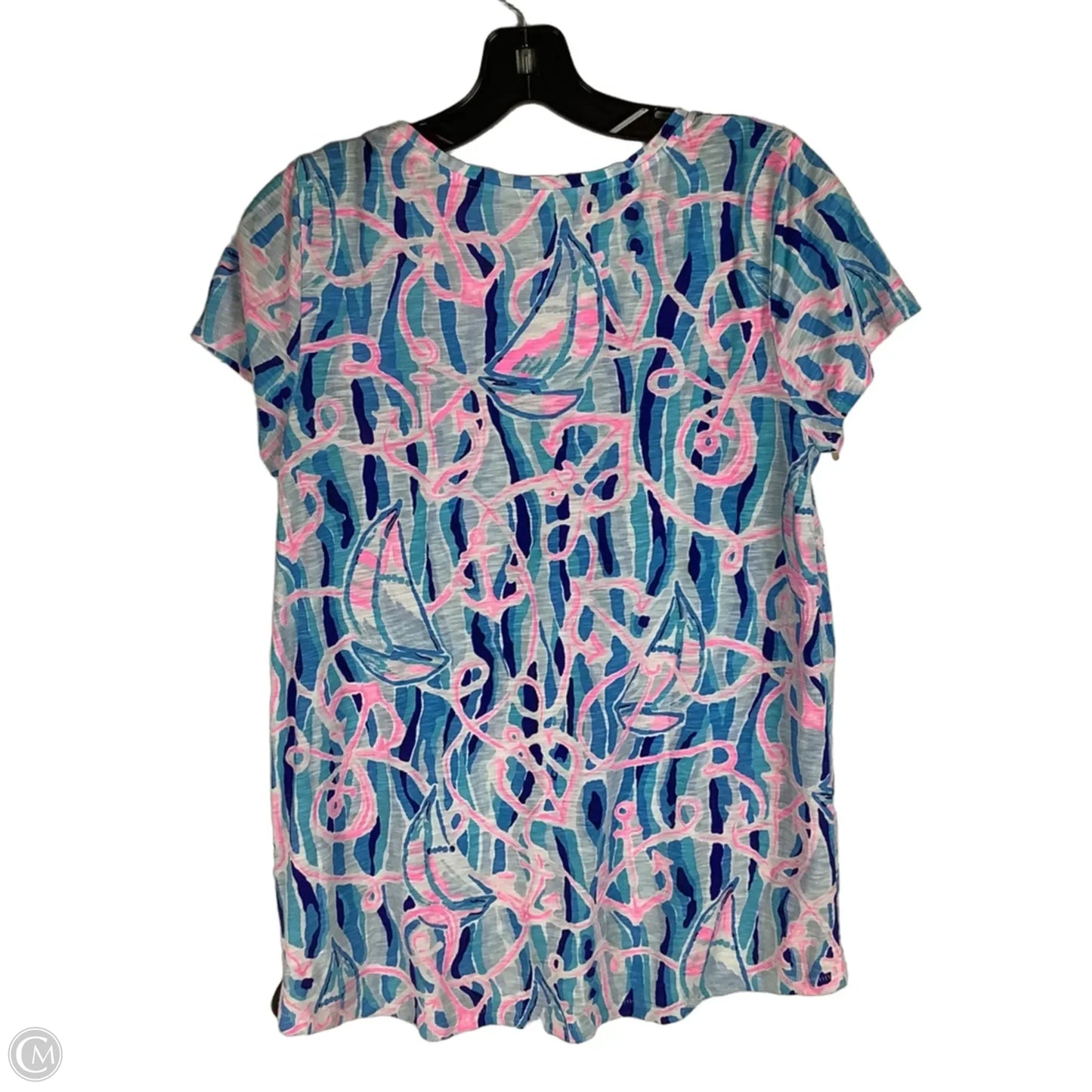 Top Short Sleeve Designer By Lilly Pulitzer In Blue, Size: M