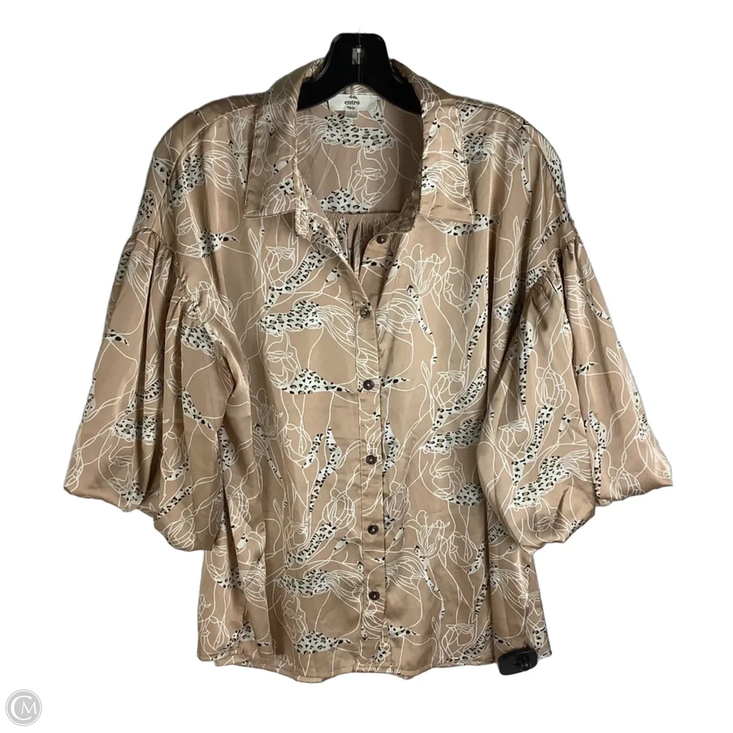 Top Short Sleeve By Entro In Tan, Size: L