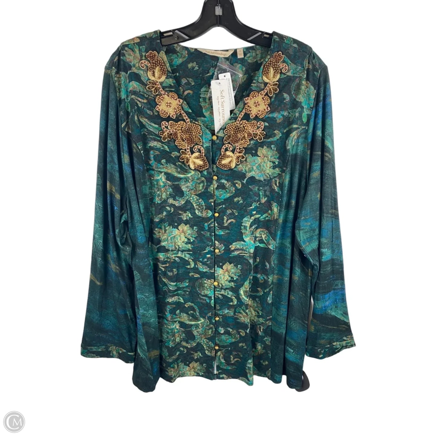 Top Long Sleeve By Soft Surroundings In Green, Size: 1x