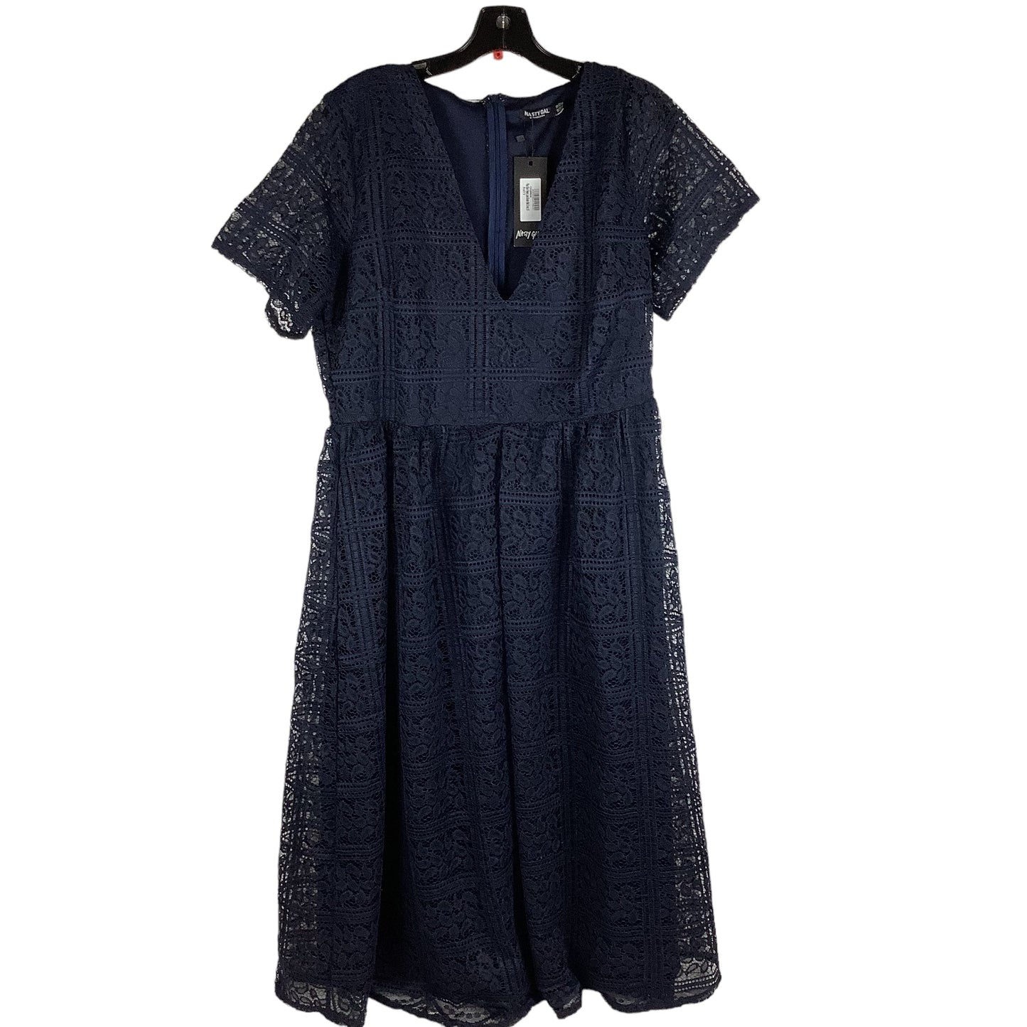 Navy Dress Party Midi Nasty Gal, Size Xl (14)