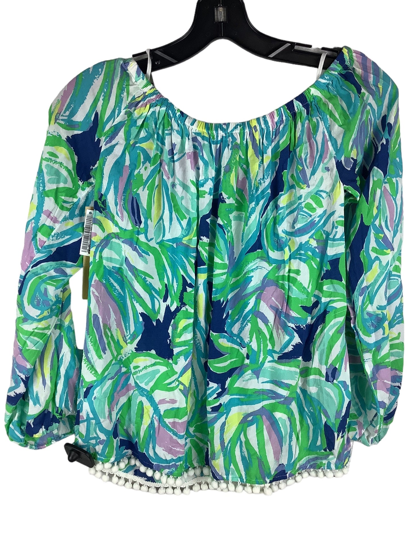 Blue & Green Top Long Sleeve Designer Lilly Pulitzer, Size Xs