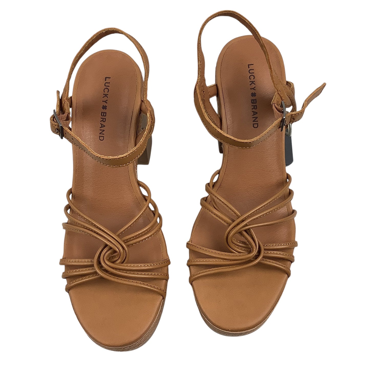 Sandals Heels Block By Lucky Brand In Brown, Size: 7.5