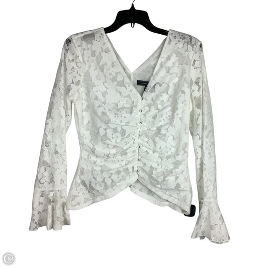 Top Long Sleeve By Bcbgmaxazria In White, Size: M