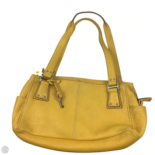 Handbag Leather By Fossil, Size: Medium