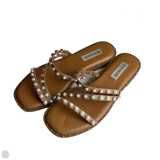Sandals Flats By Steve Madden In Brown & Cream, Size: 7.5