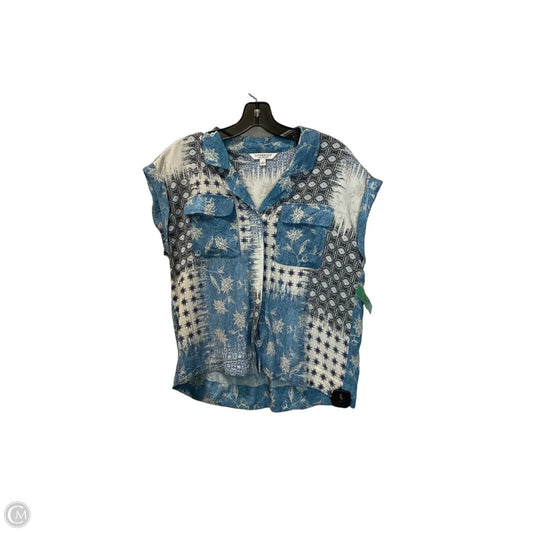 Top Short Sleeve By Liverpool In Blue & Cream, Size: S