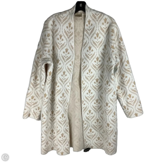 Sweater Cardigan By Elie Tahari In Cream & Tan, Size: L
